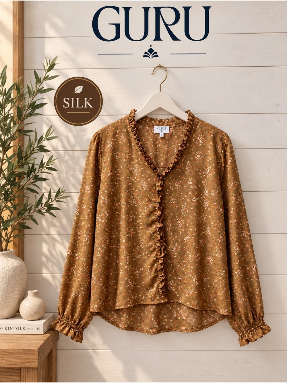 Guru Silk Paisley Blouse – Brown – Size S/M